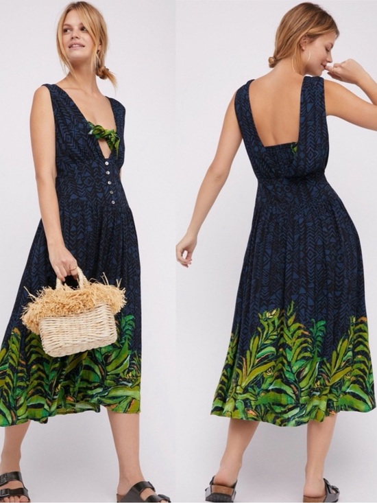 Dresses & Skirts - FREE PEOPLE Hot House Bandeau Tropical Print Dress
